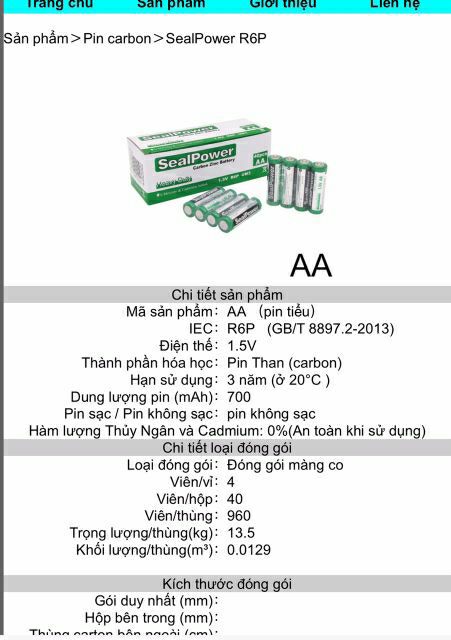 Pin tiểu 2A SealPower  hộp 40 viên