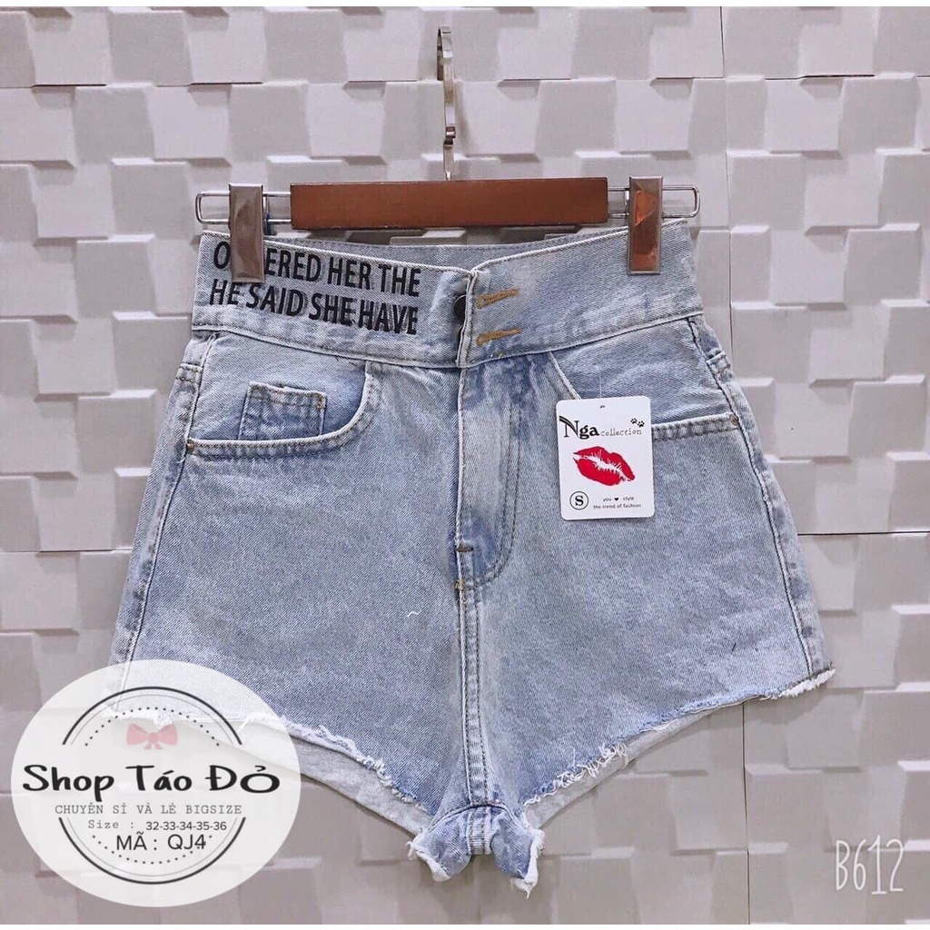 (TÁO ĐỎ BIGSIZE 55-90KG) QUẦN SHORT JEAN NỮ, QUẦN BÒ NỮ CHỮ THÊU VIỀN EO QJ4 🥰🥰🥰