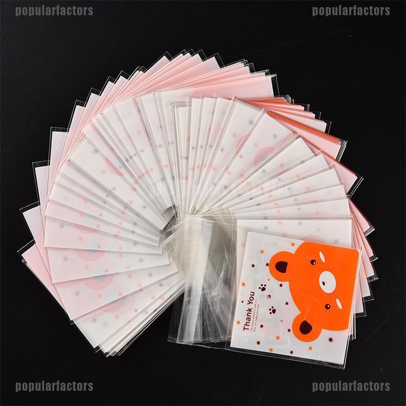 Set 100 Túi Thủy Tinh Trong Suốt In Họa Tiết Dễ Thương