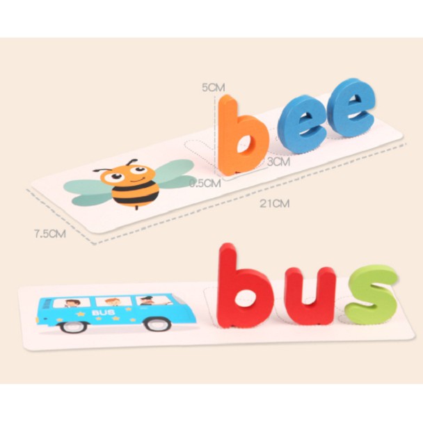 Bộ ghép chữ cái tiếng Anh 3D - Đồ chơi giáo dục gỗ cho bé