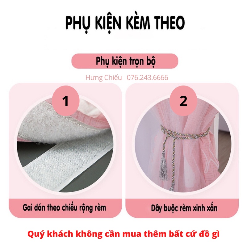 Rèm cửa sổ phòng ngủ dán tường chống nắng, rèm voan trắng trang trí 2 lớp dùng làm phông nền Hưng Chiếu