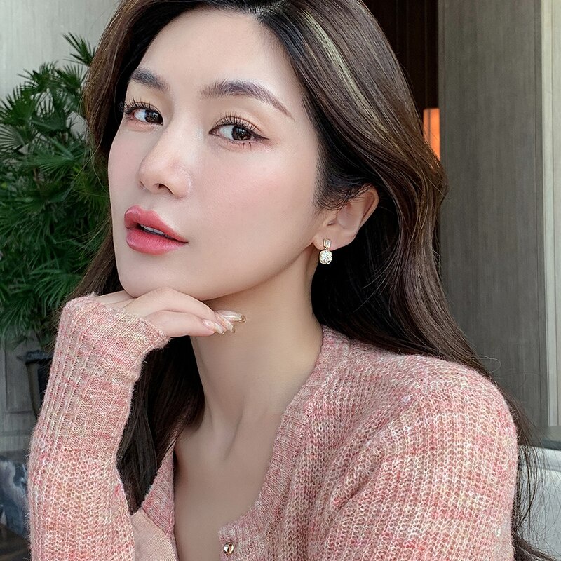 Set khuyên tai mini đính đá zircon thời trang sang trọng dành cho nữ