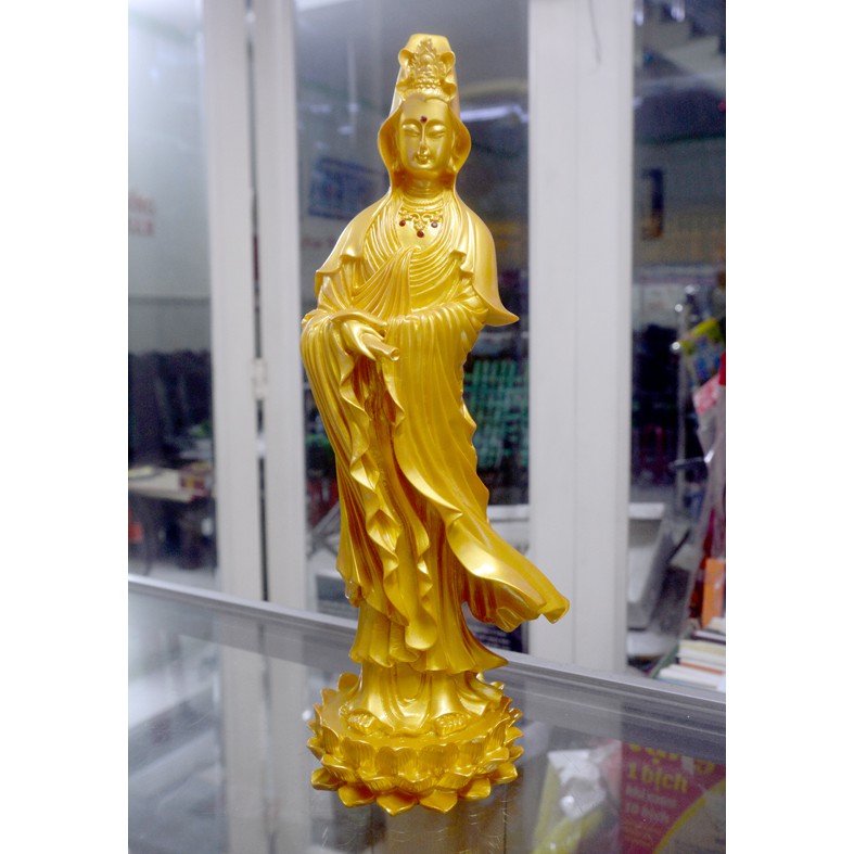 Tượng ngài Quan Thế Âm Bồ Tát đứng cao 37cm
