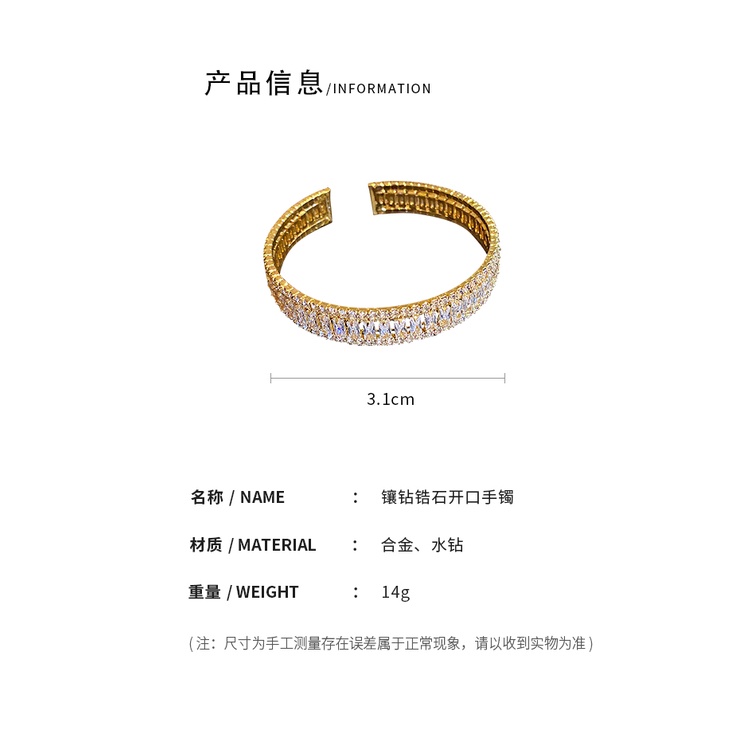 Vòng Tay Hở Đính Đá Zircon Thời Trang Đơn Giản Phong Cách Hàn Quốc | BigBuy360 - bigbuy360.vn