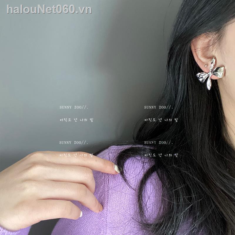✿Ready stock✿  SUNNY ZOO | Electro-optical bow stud earrings ear clips ins cold terroir cool girl smart studs