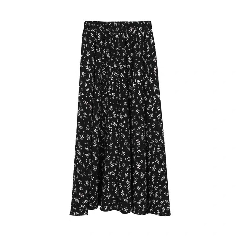 Chân váy midi hoa nữ dáng dài phong cách vintage satsun