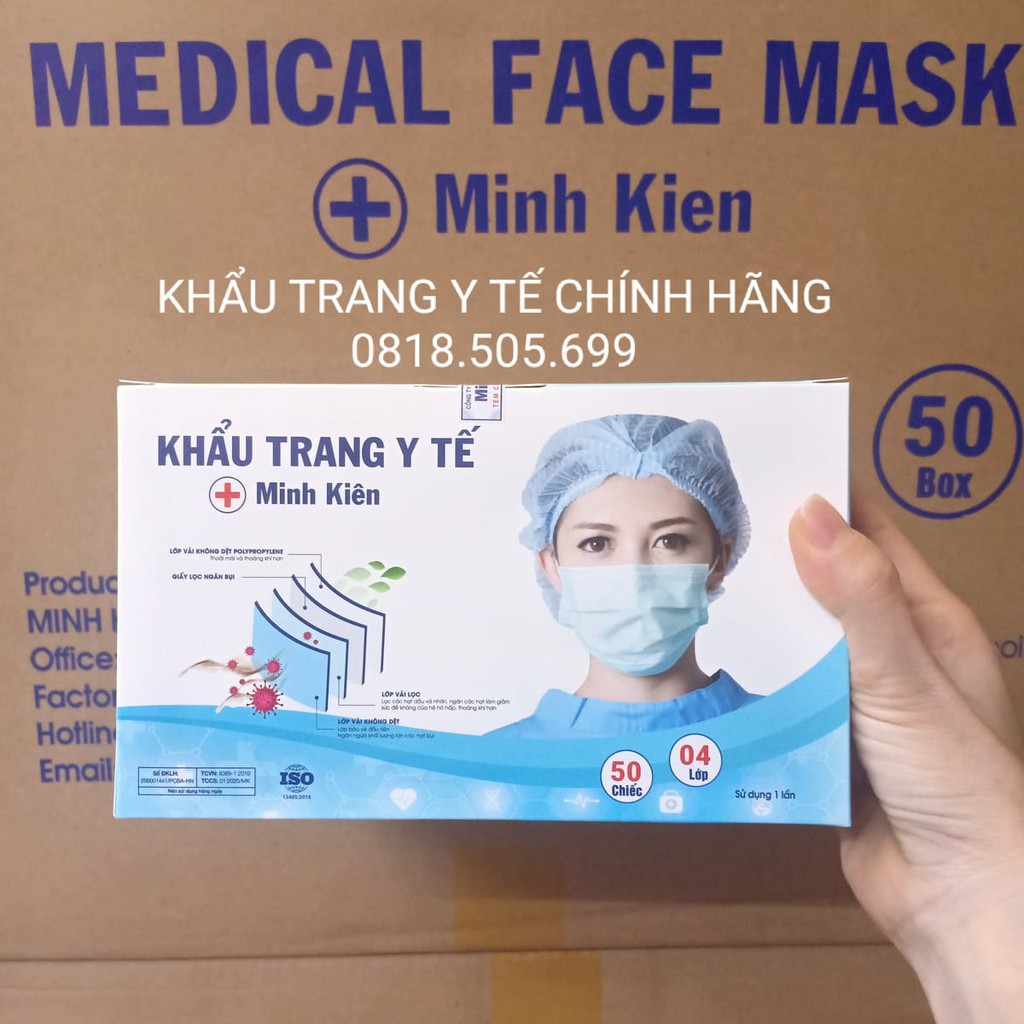 Giá sỉ - Khẩu trang y tế giấy kháng khuẩn đạt tiêu chuẩn xuất khẩu (Hộp 50 cái)