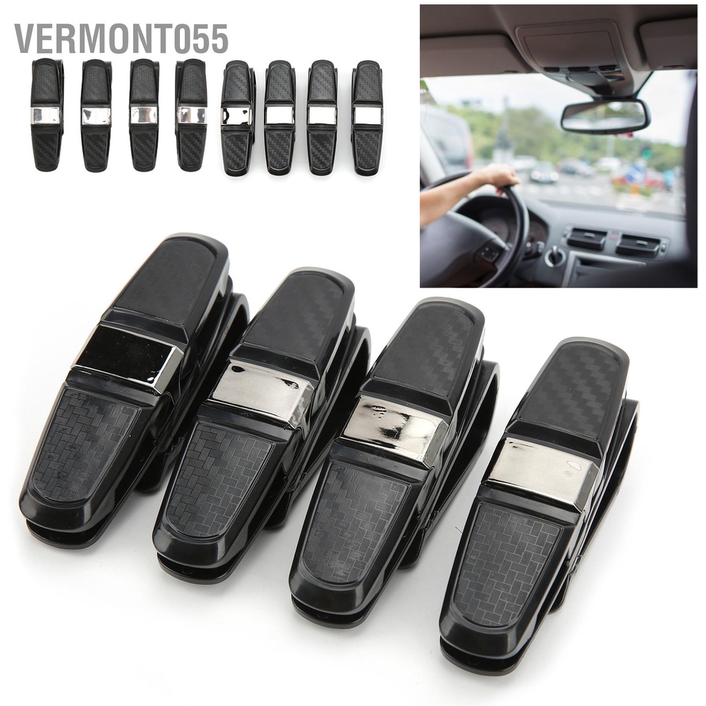 Set 4 Kẹp Giữ Kính Mát Xoay 180 Độ Gắn Tấm Chắn Nắng Xe Hơi Kèm Thẻ Vé