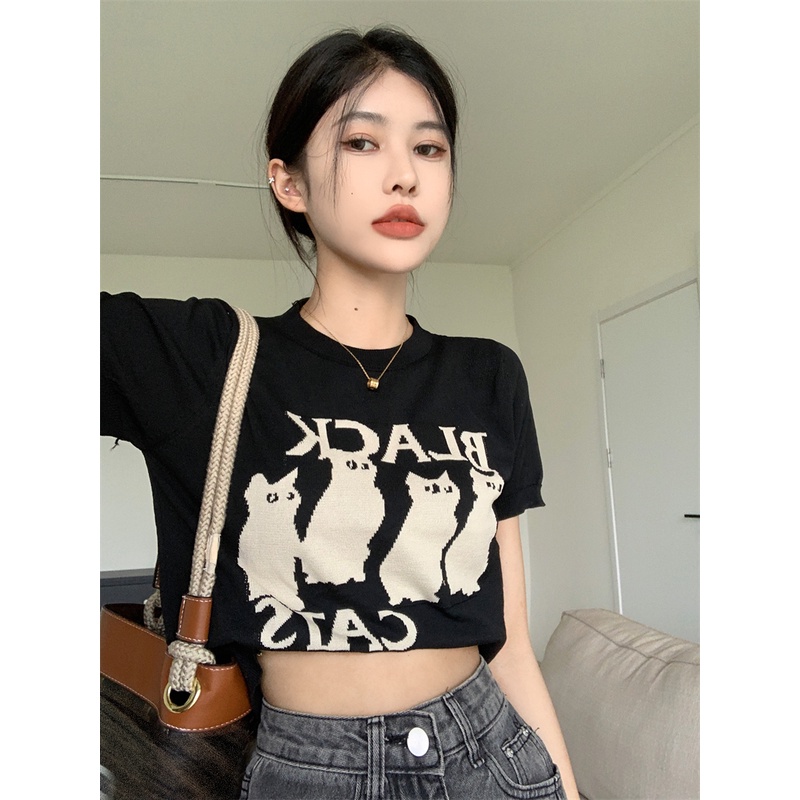 622122#Áo Thun Dệt Kim Tay Ngắn Hở Vai Dáng Ôm Thời Trang Mùa Hè Dành Cho Nữ