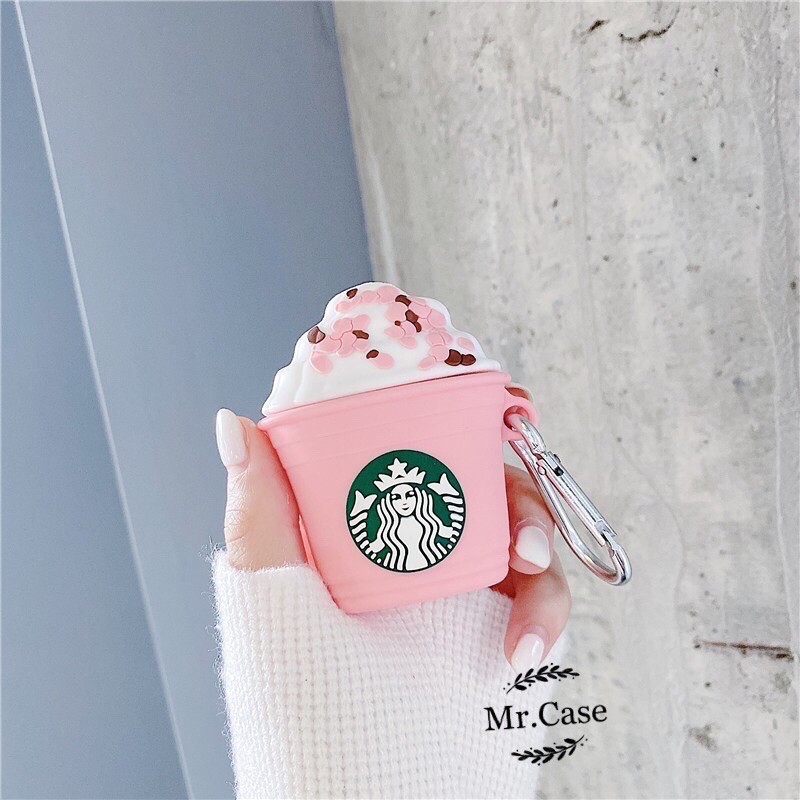 Case Airpods 1/2 /Pro Vỏ Ốp Tai Nghe Hình Ly Starbuck Hồng- Mr.Case AirPods