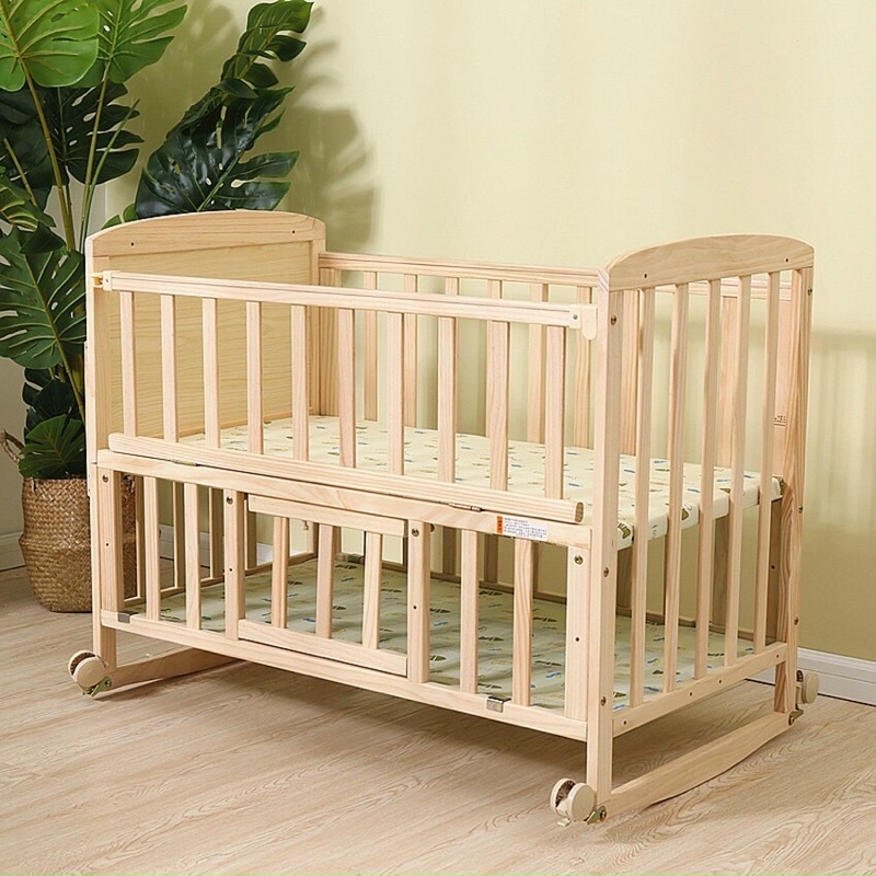 (SIÊU RẺ) Giường cũi cho bé 2 tầng bằng gỗ thông cao cấp chắc chắn, cũi gỗ đa năng cho bé