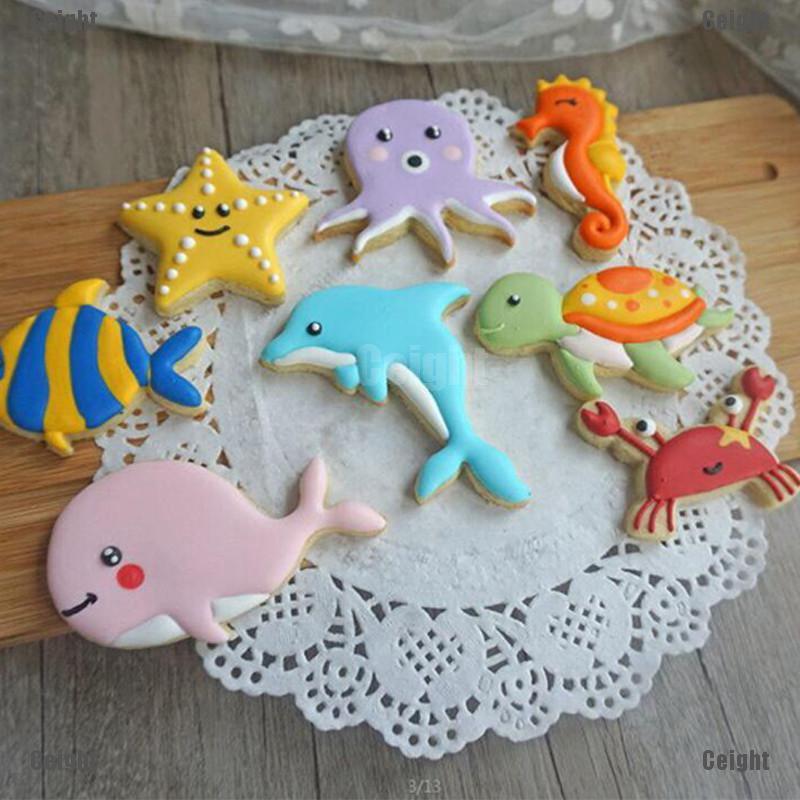 Bộ 8 khuôn nhấn làm bánh hình con cá đáng yêu