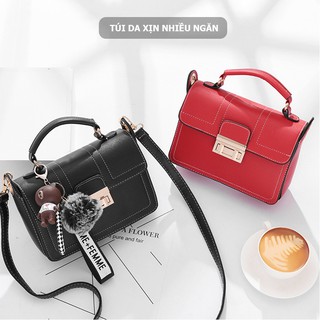 Túi đeo chéo da xịn kèm móc gấu Hàn Quốc TX22