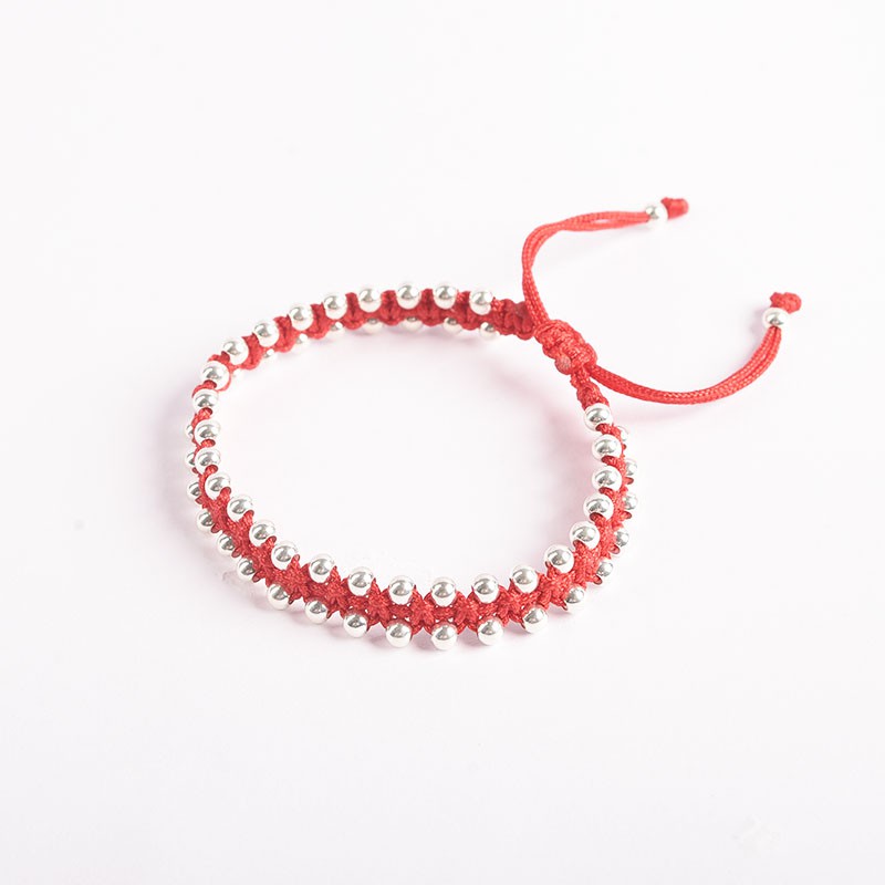 Vòng Tay Đôi Bạc Mon Lilas Dây Đan Đính Bi Bạc Điều Chỉnh Được Size Zaria V11210/4