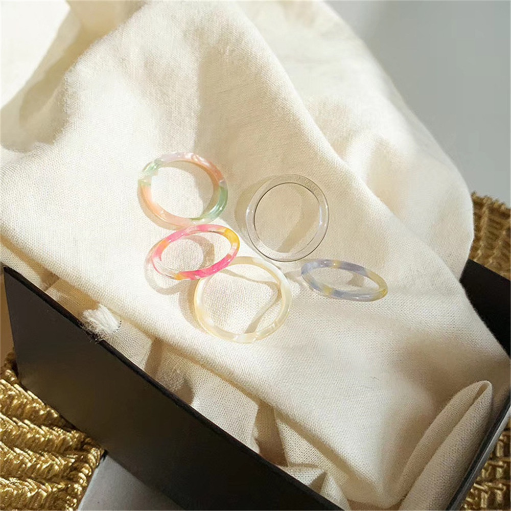 Nhẫn đeo ngón tay acrylic trong suốt đơn giản phong cách thời trang Hàn Quốc size 6 cho nữ