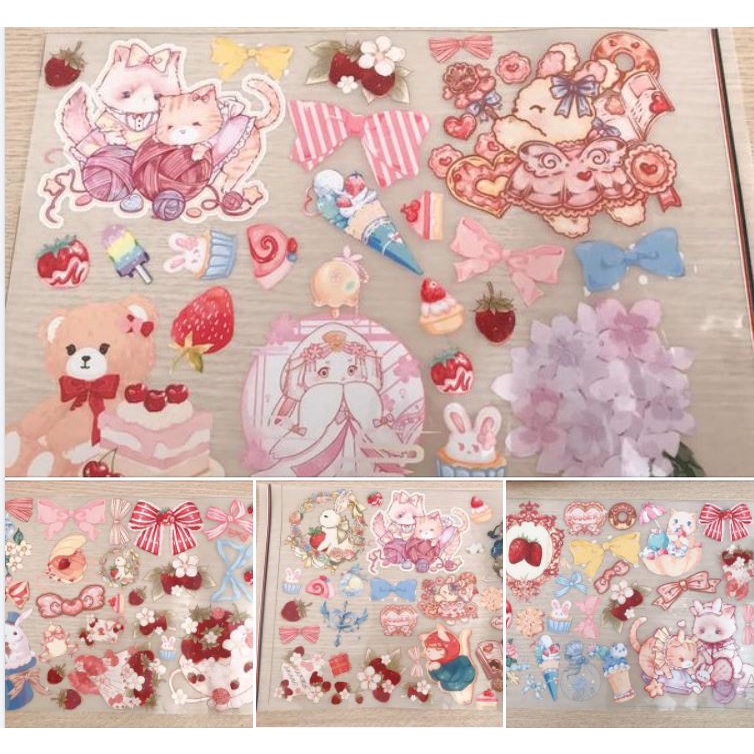 Miếng sticker patch ủi nhiệt hoạ tiết Lolita dễ thương gấu bông dâu tây ngọt ngào