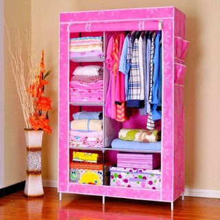 Tủ vải đựng quần áo cao cấp 3D 2 buồng 6 ngăn (họa tiết giao ngẫu nhiên)
