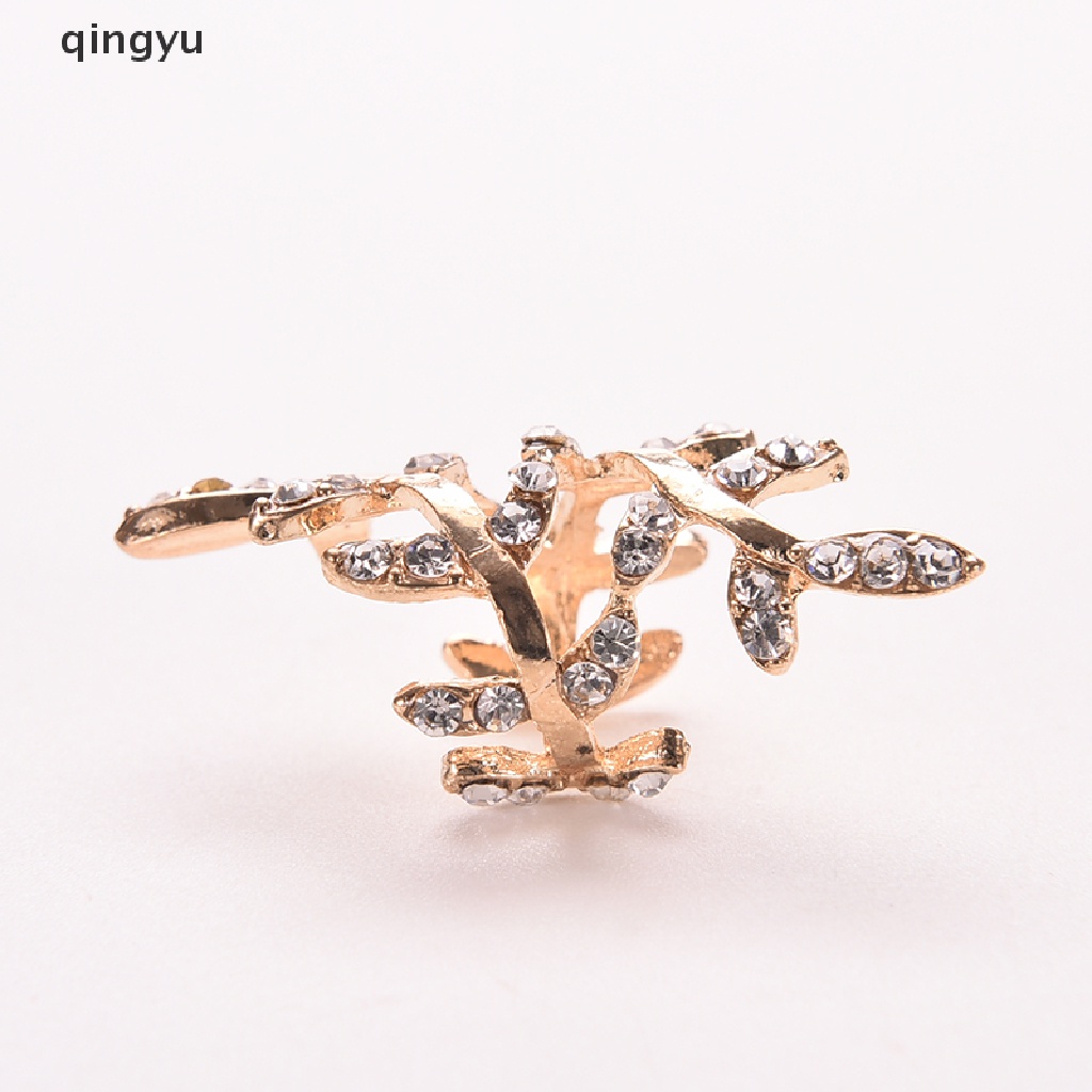 Khuyên Vành Tai Hình Chiếc Lá Đính Pha Lê Phong Cách Punk Rock Cho Nữ