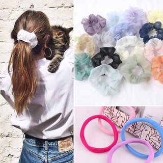 Cột tóc Voan Scrunchies -dây buộc tóc voan các màu vintage CT0045