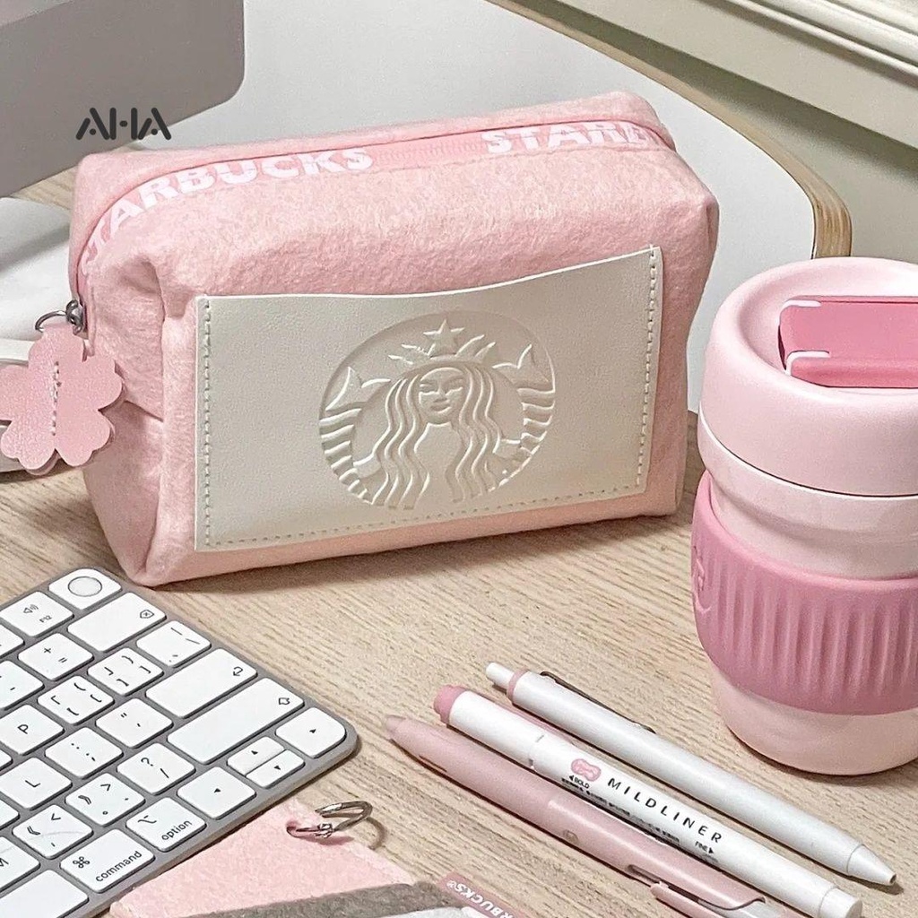 Túi đựng mỹ phẩm AHA OFFICIAL màu macaron xinh xắn tiện lợi cho du lịch