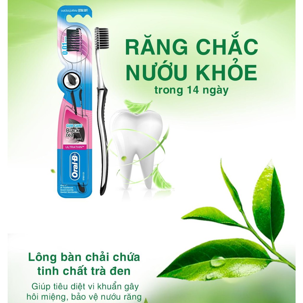 [Mã FMCGMALL giảm 8% đơn từ 250K] Bàn chải Oral-B tinh chất Trà Xanh/ Trà Đen vỉ 5 cây