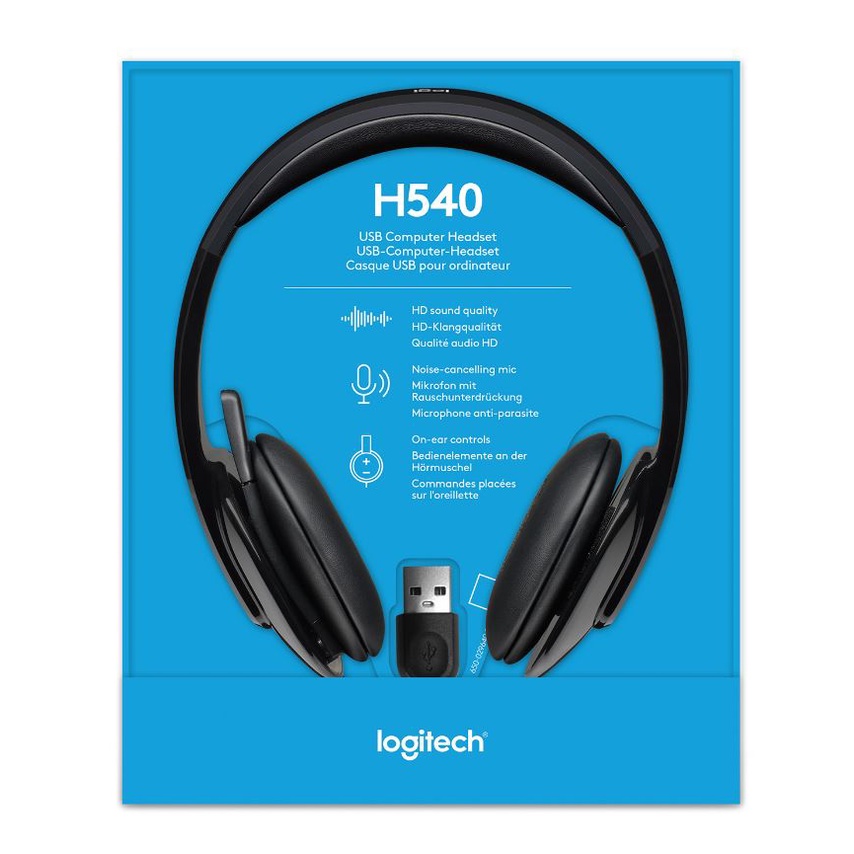 Tai nghe có dây Logitech H540 - Mic giảm ồn, điều khiển trên tai, kết nối USB-A
