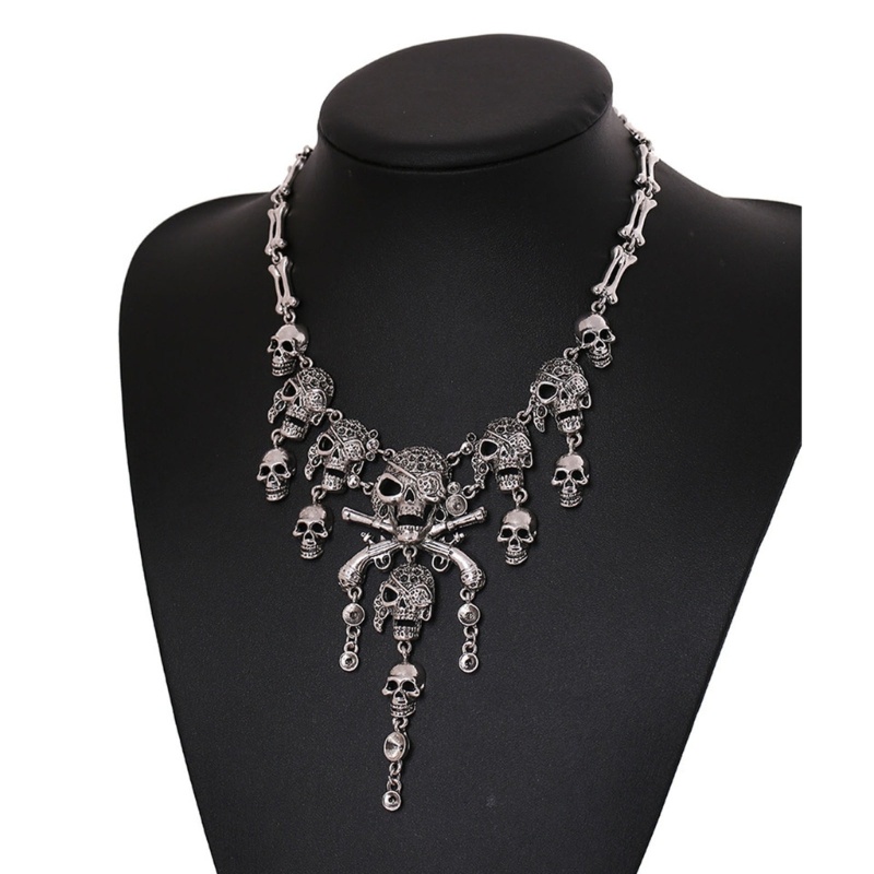 Vòng Cổ Choker Mặt Đầu Lâu Phong Cách Gothic Punk Cho Nữ