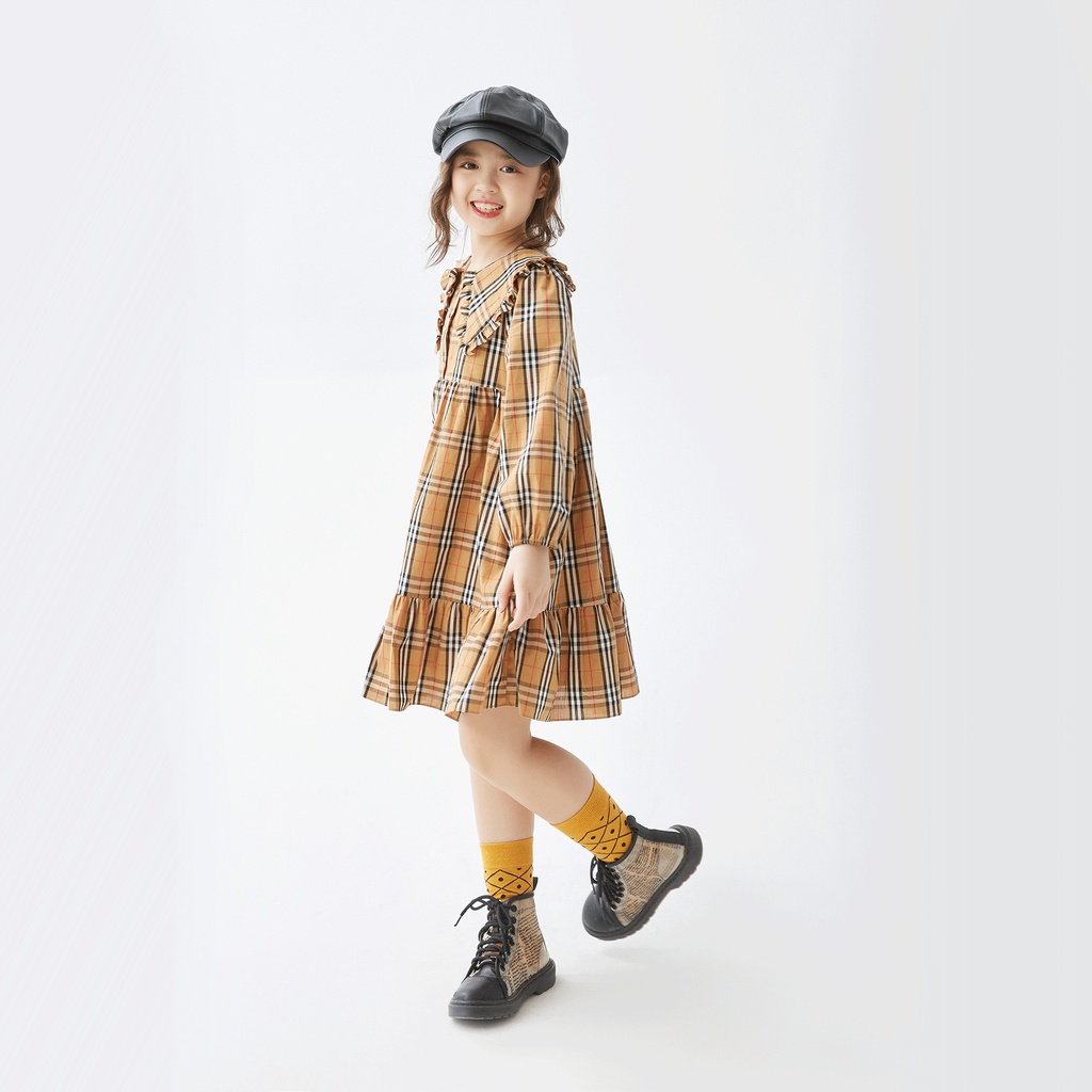 Váy họa tiết kẻ JOOKYLI bé gái 48G0857