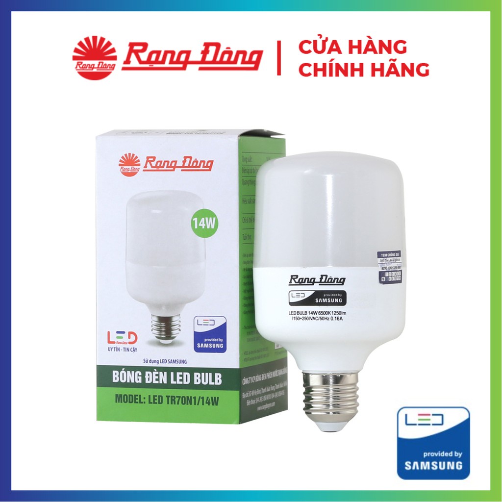 Bóng đèn LED BULB Trụ 14W Rạng Đông - TR70N1/14W.H