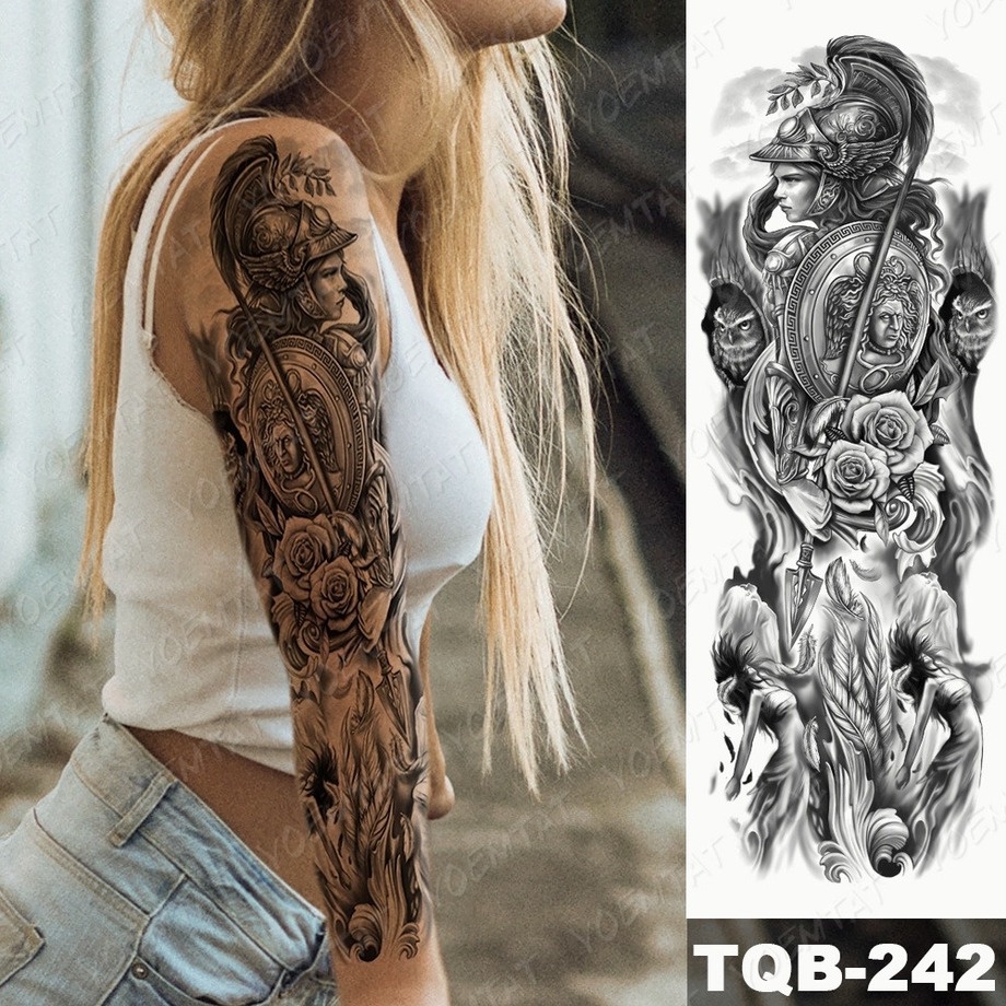 Hình Xăm Dán Tạm Thời Hình Chiến Binh Cánh Tay Lớn Chống Nước Đẹp Mắt
