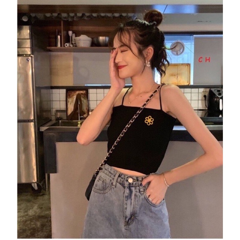 ÁO 2 DÂY HOA CÚC 🌼 ÁO Hai Dây Quây Len Tăm Zip Đen Trắng Rẻ 🌼 | BigBuy360 - bigbuy360.vn