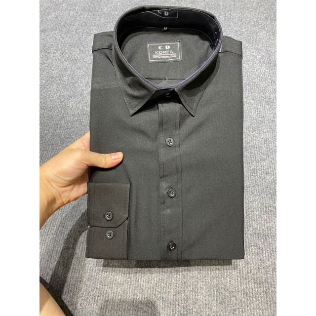 [SALE CỰC SỐC] Sơ mi đen cotton lụa sale 70%