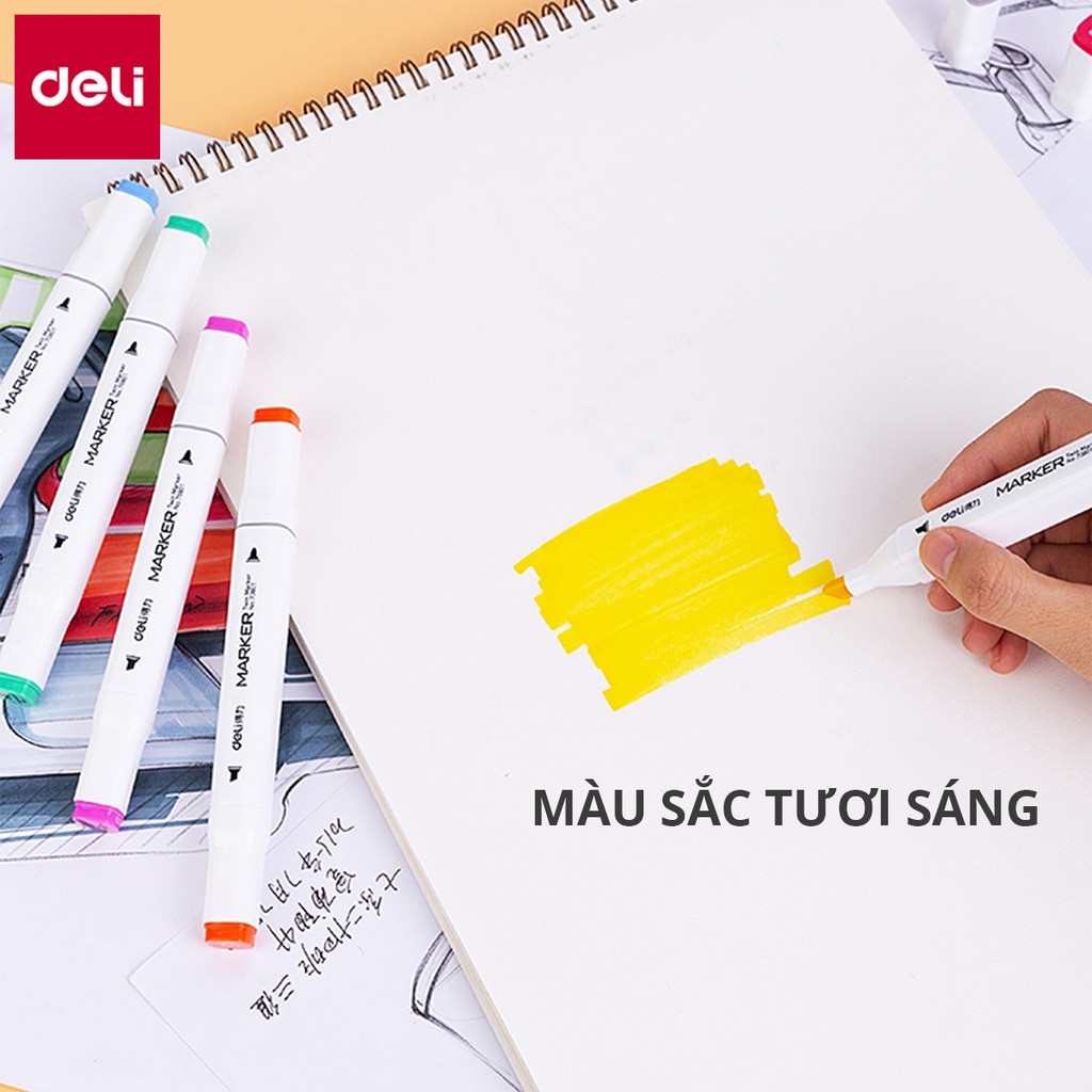 Bút màu marker hai đầu cao cấp Deli - 70801