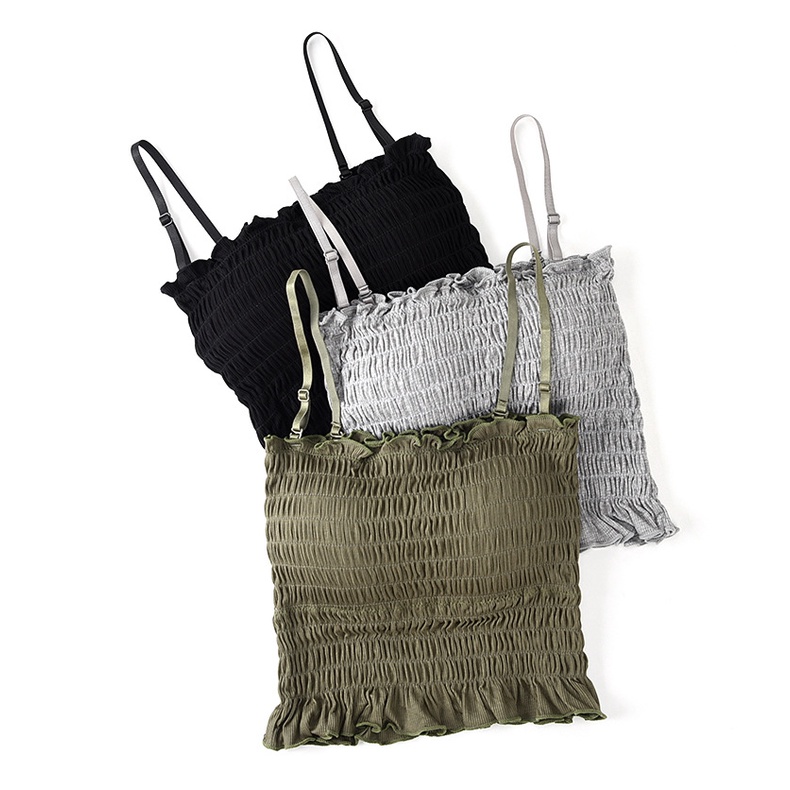 Áo Ống cotton Hai Dây Màu Trắng Đen Có Đệm Điều Chỉnh Được Cho Nữ