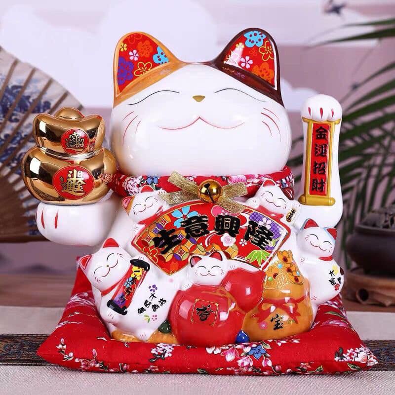 Mèo thần tài Thiên kim vạn lượng may mắn 20cm- 26cm -30cm (có3 size)
