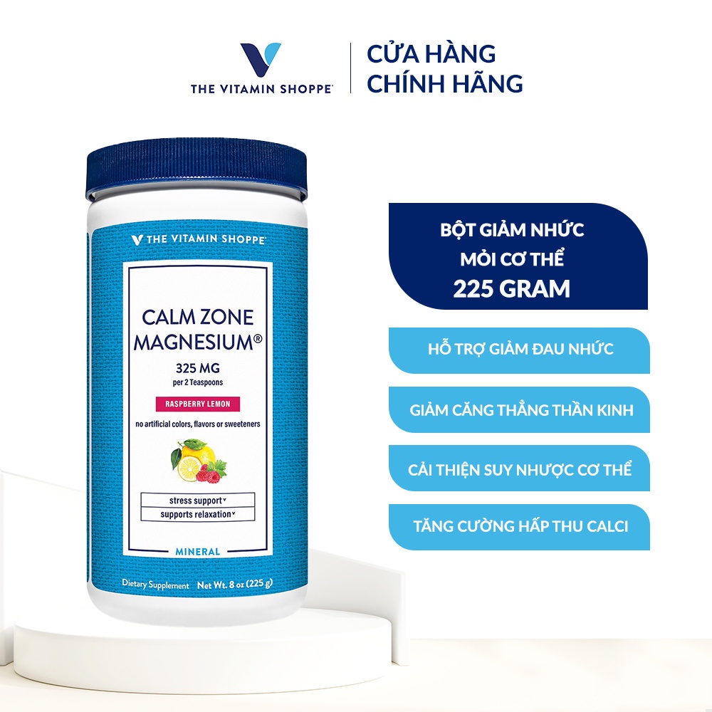 Bột giảm nhức mỏi cơ thể THE VITAMIN SHOPPE Calm Zone Magnesium 325 MG 225g