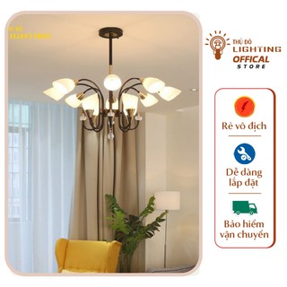 Đèn chùm trang trí phòng khách phòng ngủ thủ đô lighting vân môn 12 tay mang phong cách hiện đại bảo hành 12 tháng