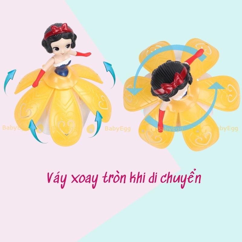 Đồ chơi búp bê công chúa Elsa, Bạch Tuyết, Lọ Lem, Sophia nhảy múa xoay tròn phát nhạc có đèn, Lồng đèn trung thu