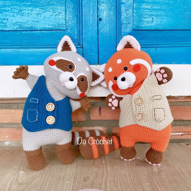 Gấu Mèo Nhồi Bông Làm Bằng Len Cao Cấp An Toàn Cho Bé  - Thú Bông Len Handmade Đan Móc Bằng Thủ Công Bằng Tay