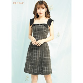 Đầm caro cổ lật GUMAC MS06987_DEN