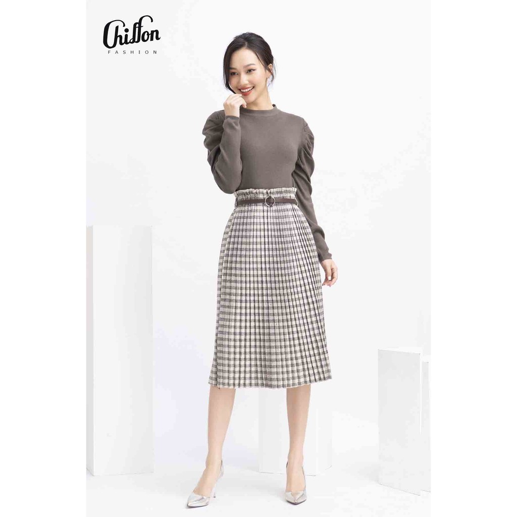 Áo len dài tay vai bồng, Áo len công sở thiết kế Chiffon | BigBuy360 - bigbuy360.vn