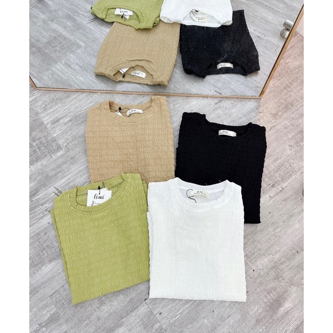 [HÀNG SẴN]ÁO XỐP NHÚN CỔ TRÒN CỘC TAY TRƠN NHIỀU MÀU