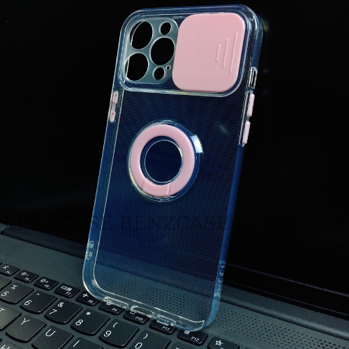 Ốp iPhone  trong suốt TPU tích hợp chân đế hình nhẫn dựng điện thoại kèm thẻ trượt bảo vệ camera