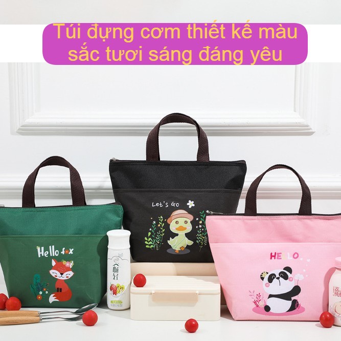 Túi Đựng Cơm Lót Nhôm Vina Bag Giữ Nhiệt Chống Thấm Có 2 Ngăn, Khoá Kéo