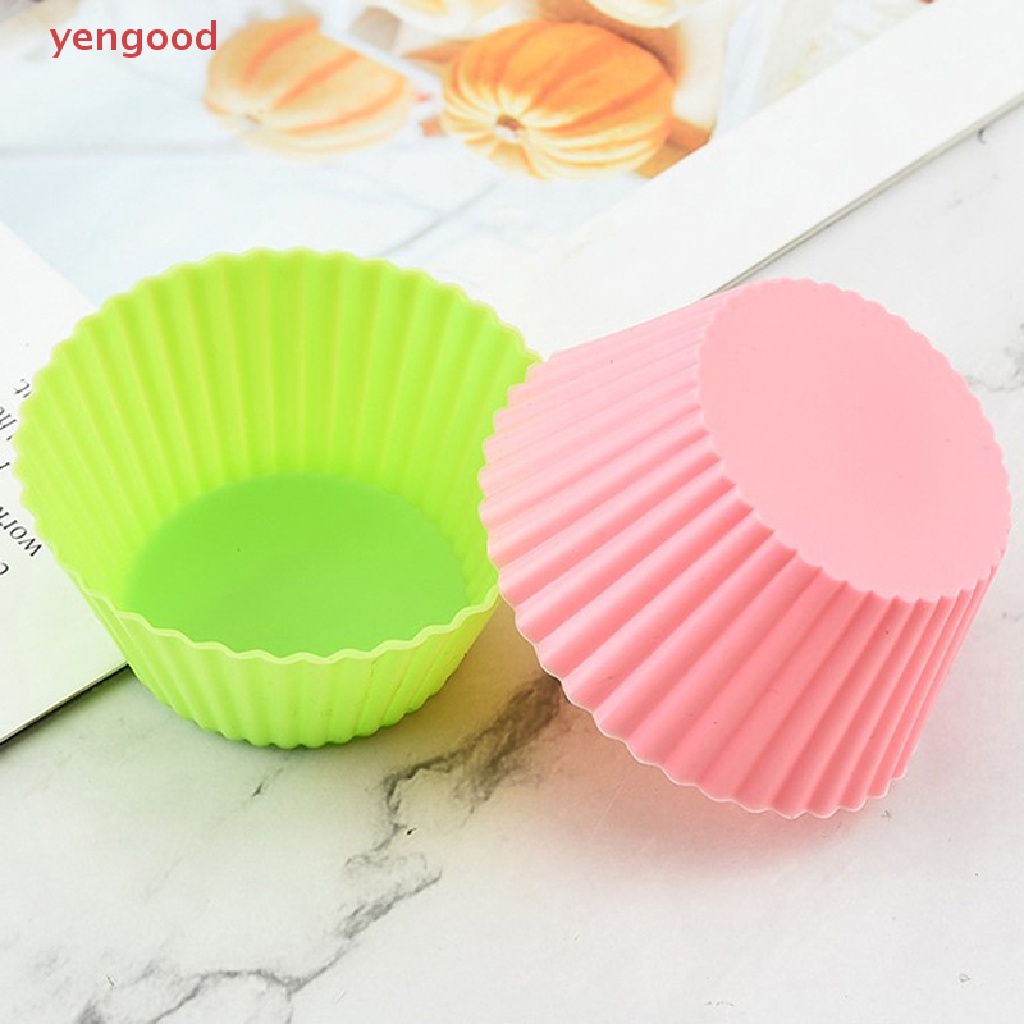 Set 7 Khuôn Silicone Làm Bánh Cupcake Hình Tròn Tiện Dụng