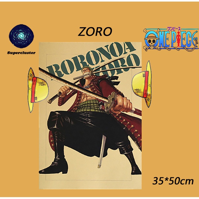 Áp Phích Trang Trí Nội Thất Hình One Piece "Zoro" 35x50cm