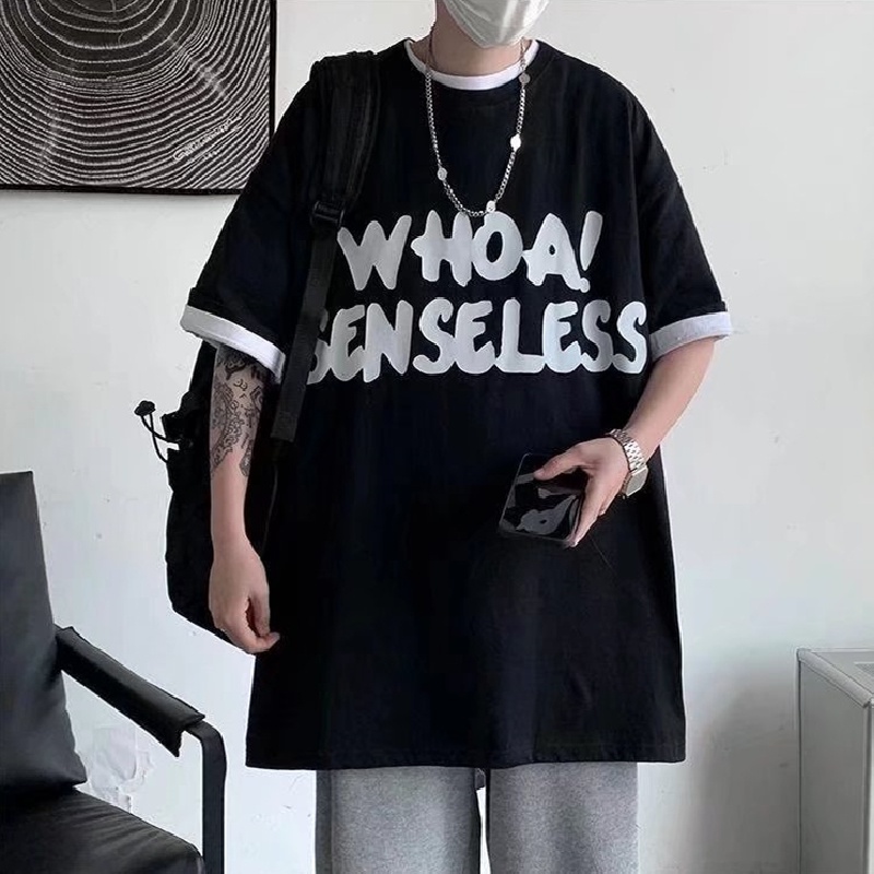 Áo Thun Tay Ngắn Dáng Rộng In Chữ Thời Trang Mùa Hè Cho Nam Và Nữ size M-8XL