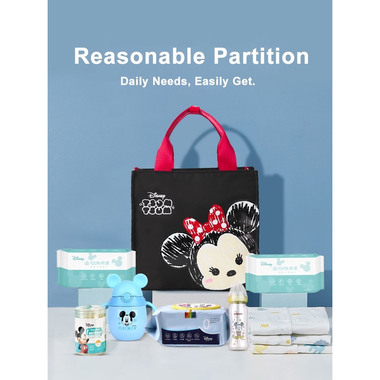 Túi đựng đồ dùng cỡ lớn có móc treo xe đẩy em bé in hình chuột Mickey