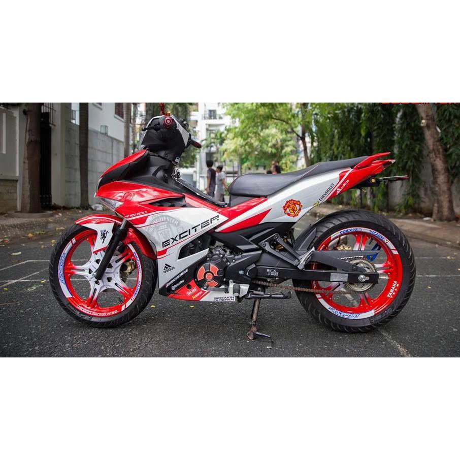 Tem trùm exciter 150 đỏ trắng, tem exciter 150, team trùm exciter 150, tem xe exciter 150, team trùm