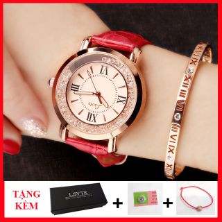 [HÀNG CHÍNH HÃNG- GIÁ SIÊU RẺ] Đồng Hồ Nữ LSVTR Mặt Tròn Trang Trí Kim Cương Di Động, Đồng Hồ Nữ Phong Cách Chanh Xả